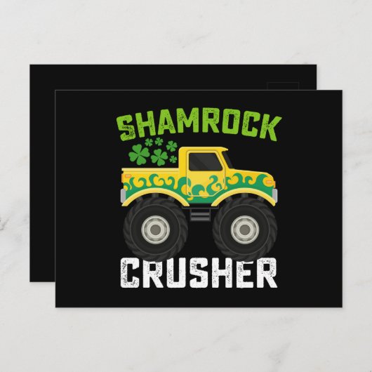 Kleeblatt Crusher Monster Truck St Patrick's Day Postkarte (Vorne/Hinten)