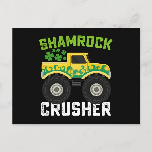 Kleeblatt Crusher Monster Truck St Patrick's Day Postkarte (Vorderseite)