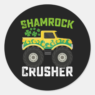 Kleeblatt Crusher Monster Truck St Patrick's Day Runder Aufkleber