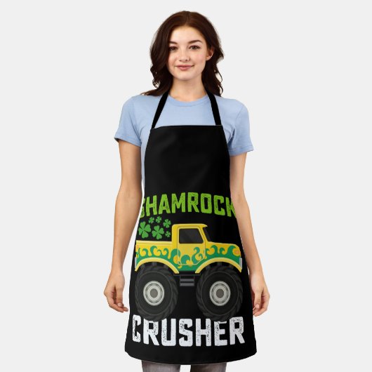 Kleeblatt Crusher Monster Truck St Patrick's Day Schürze (Getragen)