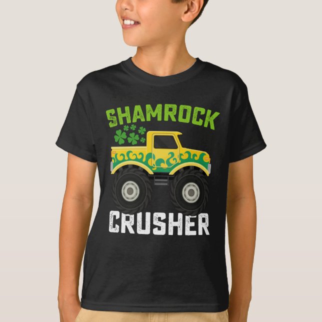 Kleeblatt Crusher Monster Truck St Patrick's Day T-Shirt (Vorderseite)