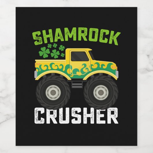 Kleeblatt Crusher Monster Truck St Patrick's Day Weinetikett (Einzelnes Label)