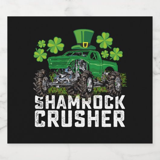 Kleeblatt Crusher St Patricks Day Monster Truck Bierflaschenetikett (Einzelnes Label)