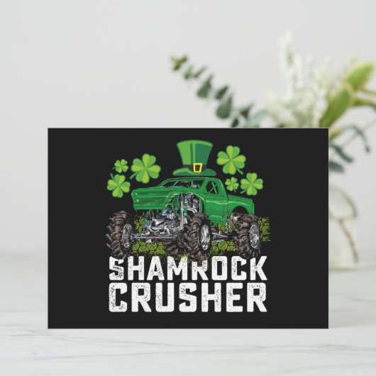 Kleeblatt Crusher St Patricks Day Monster Truck Einladung (Stehend Vorderseite)