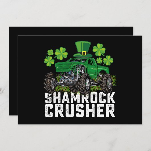 Kleeblatt Crusher St Patricks Day Monster Truck Einladung (Vorne/Hinten)