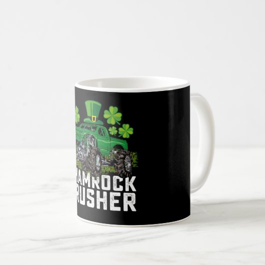 Kleeblatt Crusher St Patricks Day Monster Truck Kaffeetasse (VorderseiteRechts)