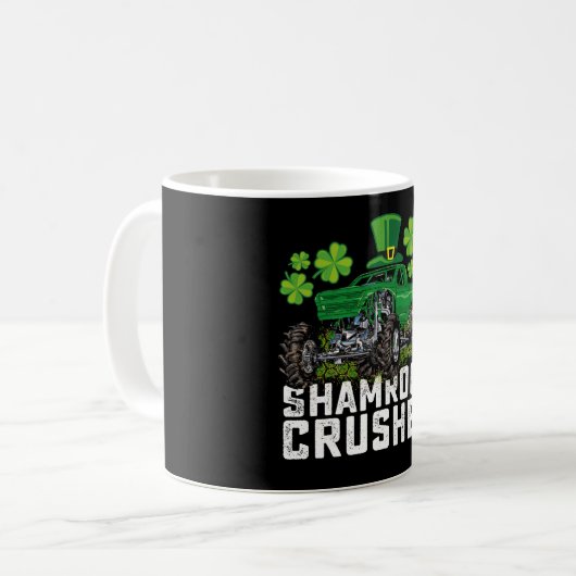 Kleeblatt Crusher St Patricks Day Monster Truck Kaffeetasse (Vorderseite Links)