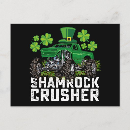 Kleeblatt Crusher St Patricks Day Monster Truck Postkarte (Vorderseite)