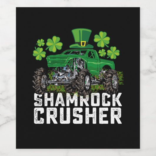 Kleeblatt Crusher St Patricks Day Monster Truck Weinetikett (Einzelnes Label)