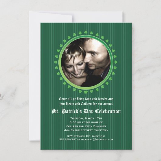 Kleeblatt Double Porthole St Patricks Day Party Einladung (Vorderseite)