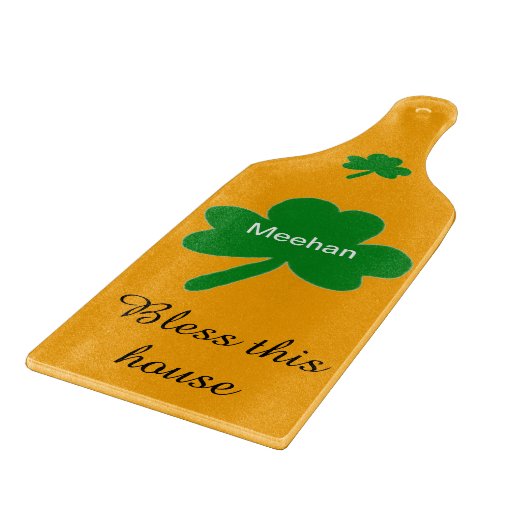 Kleeblatt Familienname segne dieses Haus Schneidebrett (Ecke)