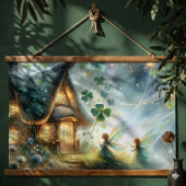 Kleeblatt-Feenglühhaus Wandteppich Mit Holzrahmen