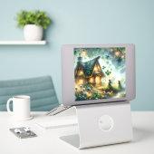 Kleeblatt-Feenhütte-Glanz Aufkleber (Laptop auf Schreibtisch)