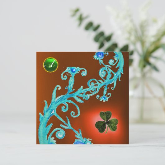 KLEEBLATT FLORAL ST PATRICK'S DAY PARTY MONOGRAM EINLADUNG (Stehend Vorderseite)