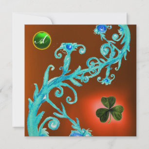 KLEEBLATT FLORAL ST PATRICK'S DAY PARTY MONOGRAM EINLADUNG
