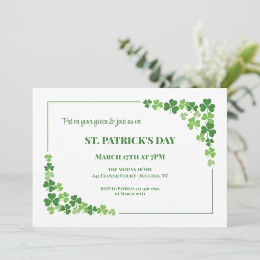 Kleeblatt Frame Einladung (Stehend Vorderseite)