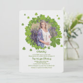 Kleeblatt Frame Foto Einladung (Stehend Vorderseite)