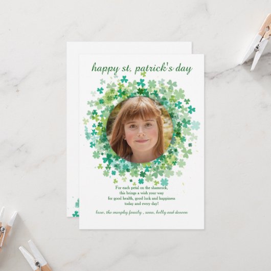 Kleeblatt Frame St. Patrick's Day Card Karte (Vorderseite/Rückseite Beispiel)