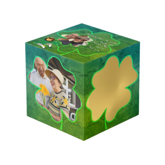 Kleeblatt Frames 4 Fotos Würfel (Vorderseite Schrägansicht)