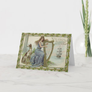 Kleeblatt-Frauen-Harfen-Schiffs-Turm-Irischer Karte