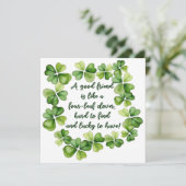 Kleeblatt Freundschaftszitat Guter Freund 4 Blatt  Karte (Stehend Vorderseite)