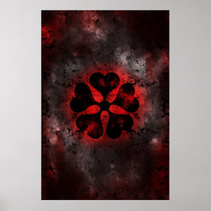 Kleeblatt fünf schwarze Blätter Grimoire Kleeblatt Poster