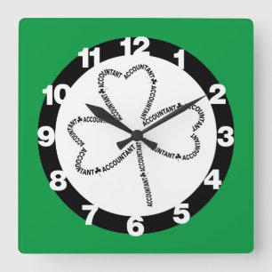 Kleeblatt für den Buchhaltungstext Quadratische Wanduhr