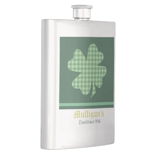 Kleeblatt für grüne Karos Personalisiert Flachmann (Rechts)