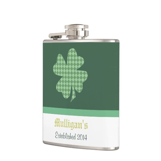 Kleeblatt für grüne Karos Personalisiert Flachmann (Links)