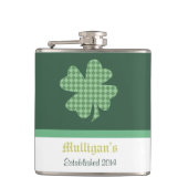 Kleeblatt für grüne Karos Personalisiert Flachmann (Vorderseite)