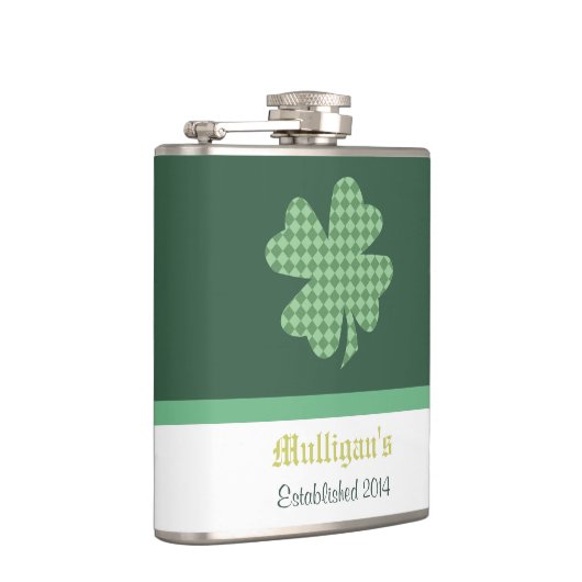 Kleeblatt für grüne Karos Personalisiert Flachmann (Rechts)