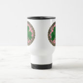 Kleeblatt, Gitter und keltische Knochen auf rosa T Reisebecher (Mittel)