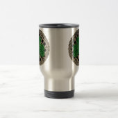 Kleeblatt, Gitter und keltische Knochen auf schwar Reisebecher (Mittel)