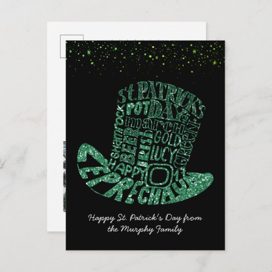 Kleeblatt Glitzer Leprechaun | St. Patrick's Day Postkarte (Vorne/Hinten)