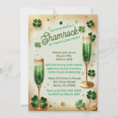 Kleeblatt Glitzer St Patrick's Day Party Fest Einladung (Vorderseite)