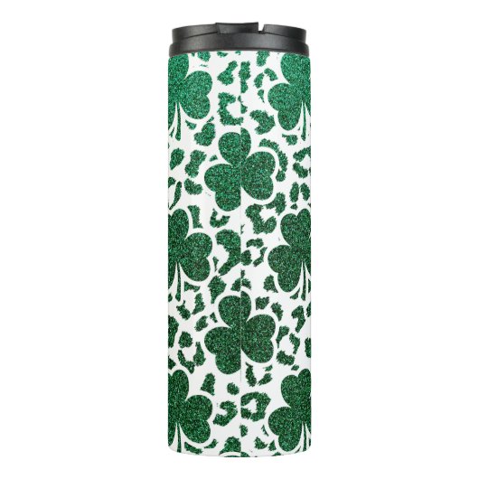 Kleeblatt Glitzer Thermosbecher (Rückseite)