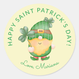 Kleeblatt-Gnom-glücklicher-St.-Patricks-Tag-Partyg Runder Aufkleber