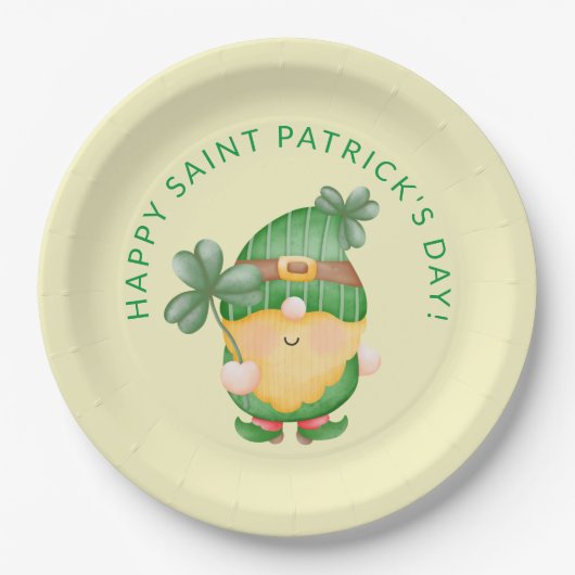 Kleeblatt Gnome Happy Saint Patrick's Day Pappteller (Vorderseite)