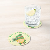 Kleeblatt Gnome Happy Saint Patrick's Day Runder Pappuntersetzer (Vor Ort)