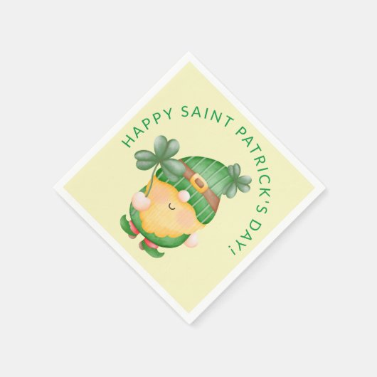Kleeblatt Gnome Happy St. Patricks Day Serviette (Ecke)