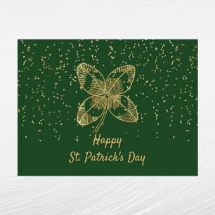 Kleeblatt Gold Confetti St Patricks Day Feiertagspostkarte