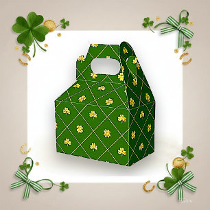 Kleeblatt-Gold-Glitter Grünes Gitter Geschenkschachtel