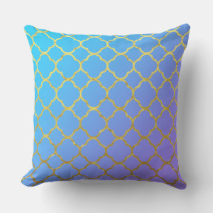 Kleeblatt Goldfolien-Muster Blaue Ombre Glänzend Kissen