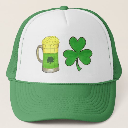 Kleeblatt Green Beer Tasse Saint Patrick's Day Truckerkappe (Vorderseite)