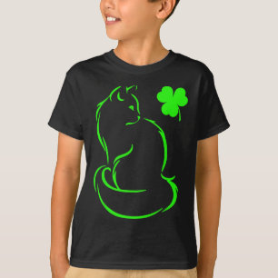 Kleeblatt Green Cat St Patricks Day Cat Lovers Cat T-Shirt
