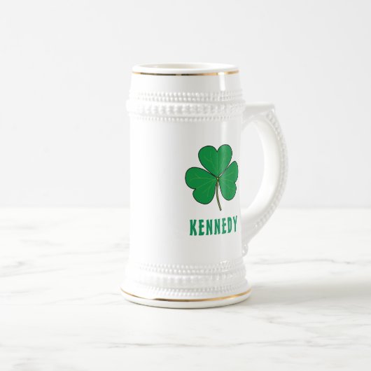 Kleeblatt Green Clover Ireland Celtic Irish Name Bierglas (VorderseiteRechts)