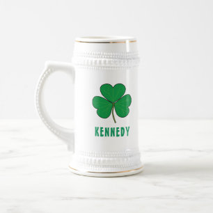 Kleeblatt Green Clover Ireland Celtic Irish Name Bierglas