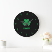 Kleeblatt Green Clover Ireland Celtic Irish Name Große Wanduhr (Zuhause)