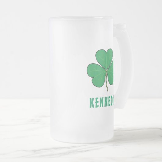 Kleeblatt Green Clover Ireland Celtic Irish Name Mattglas Bierglas (VorderseiteRechts)