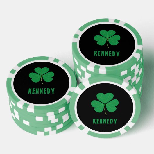 Kleeblatt Green Clover Ireland Celtic Irish Name Pokerchips (Stapel)
